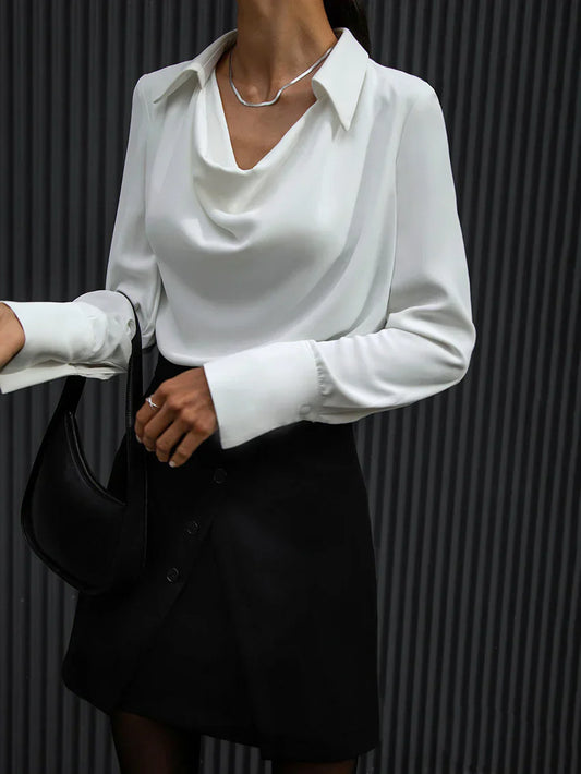 Elegant V-Neck Pleated Blouse