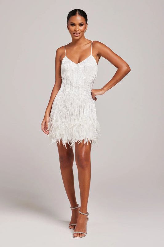 Feather-Chic Mini Dress