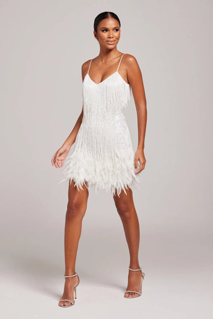 Feather-Chic Mini Dress