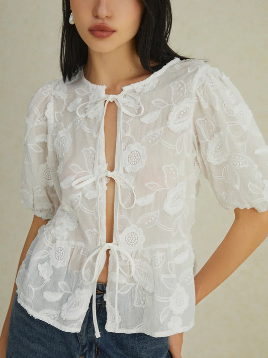 Chic Floral Puff Sleeve Blouse