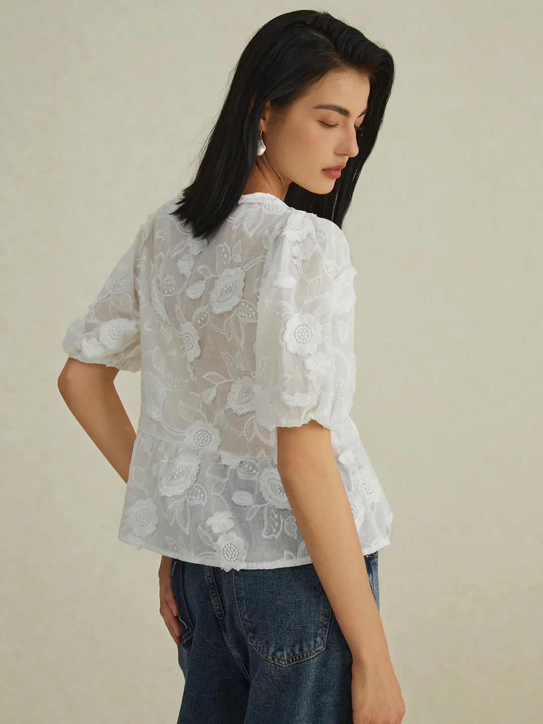 Chic Floral Puff Sleeve Blouse