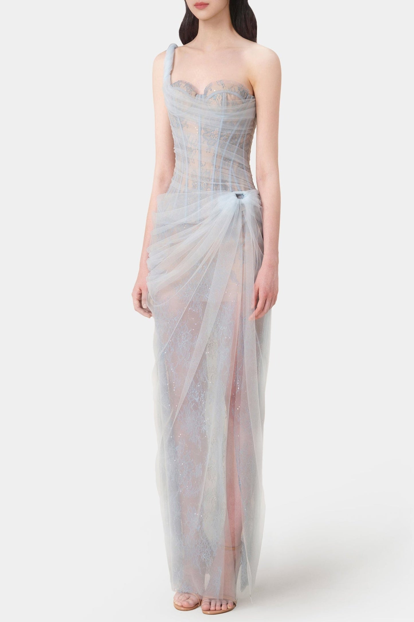 Luxury One-Shoulder Corset Lace Dress