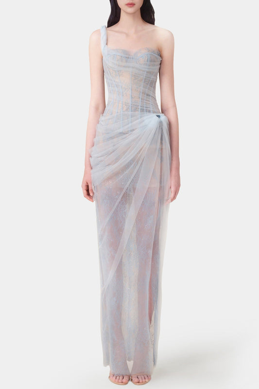 Luxury One-Shoulder Corset Lace Dress