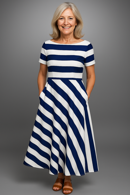 Striped Artisan Dress for Effortless Elegance