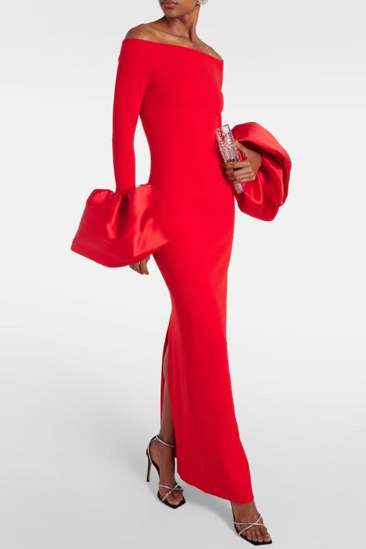 Radiant Red Off-Shoulder Dress