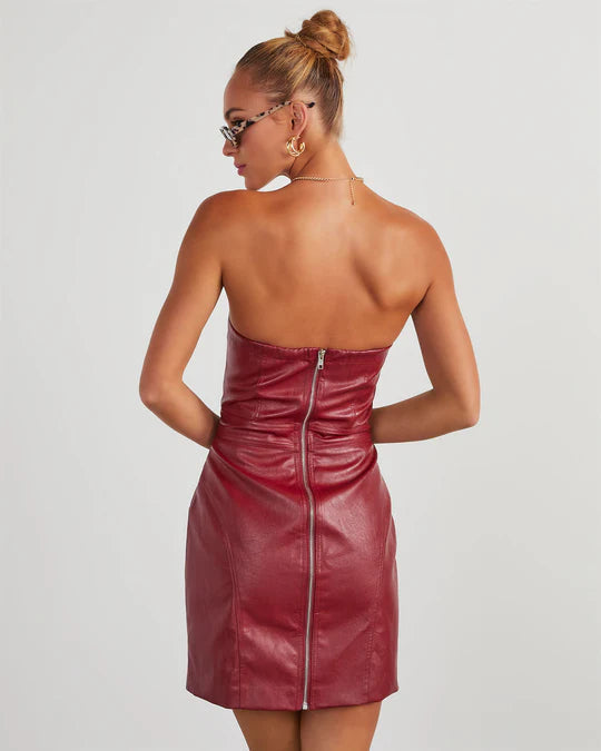 Standout Strapless Leather Mini