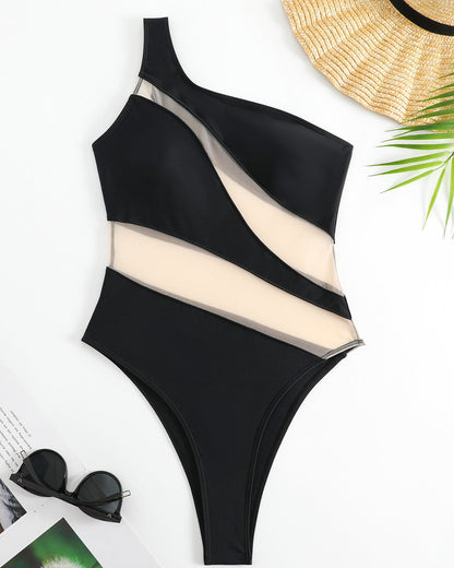 Bold Curve One-Shoulder Swimsuit