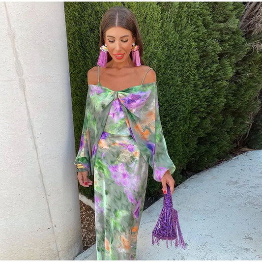 Vibrant Halo-Dye Maxi Dress