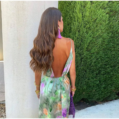 Vibrant Halo-Dye Maxi Dress