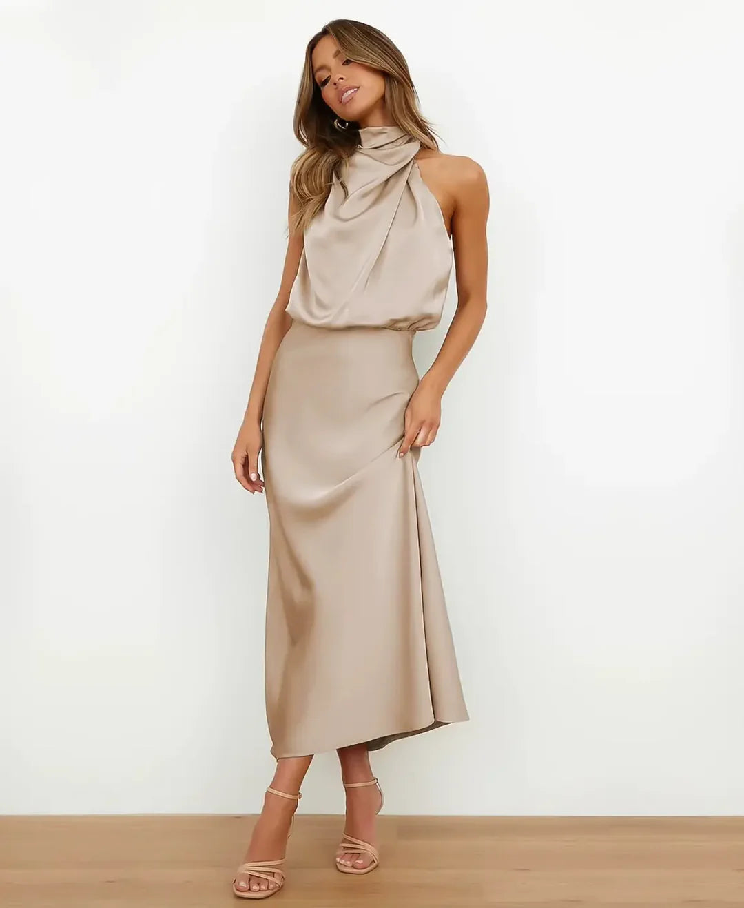 Sophisticated High-Waist Midi Dress