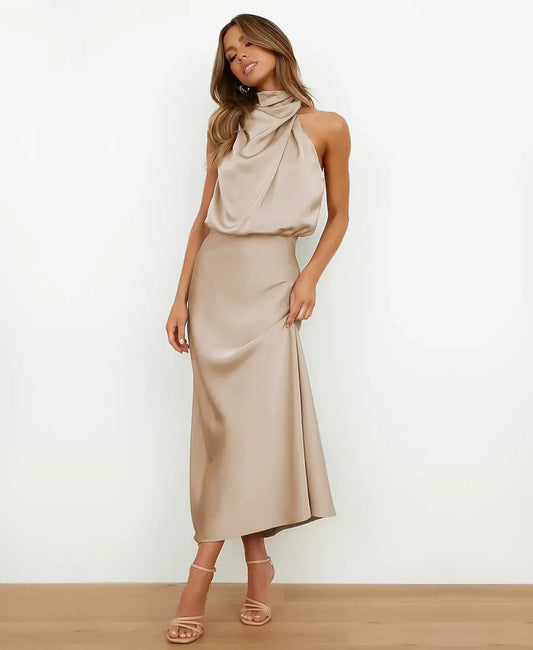 Sophisticated High-Waist Midi Dress