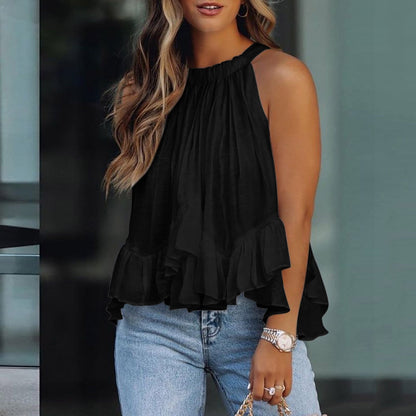 Summer Radiance Silk Ruffle Top