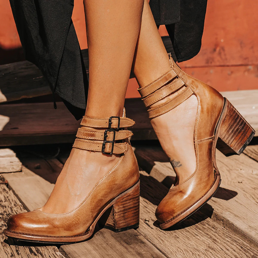 Vintage-Chic Ankle Strap Heels