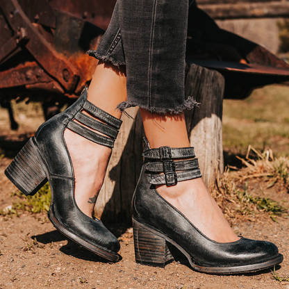 Vintage-Chic Ankle Strap Heels