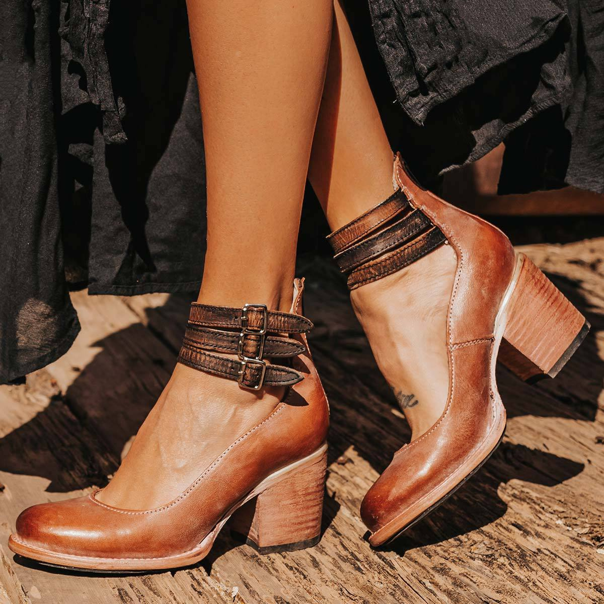 Vintage-Chic Ankle Strap Heels