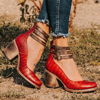 Vintage-Chic Ankle Strap Heels