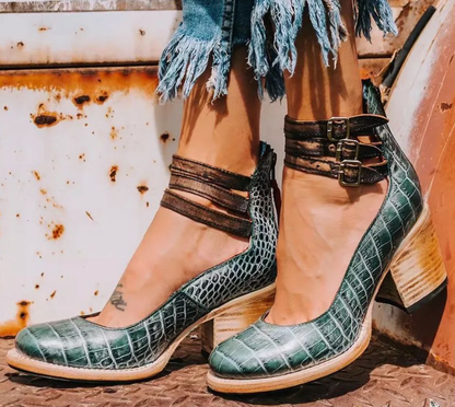 Vintage-Chic Ankle Strap Heels
