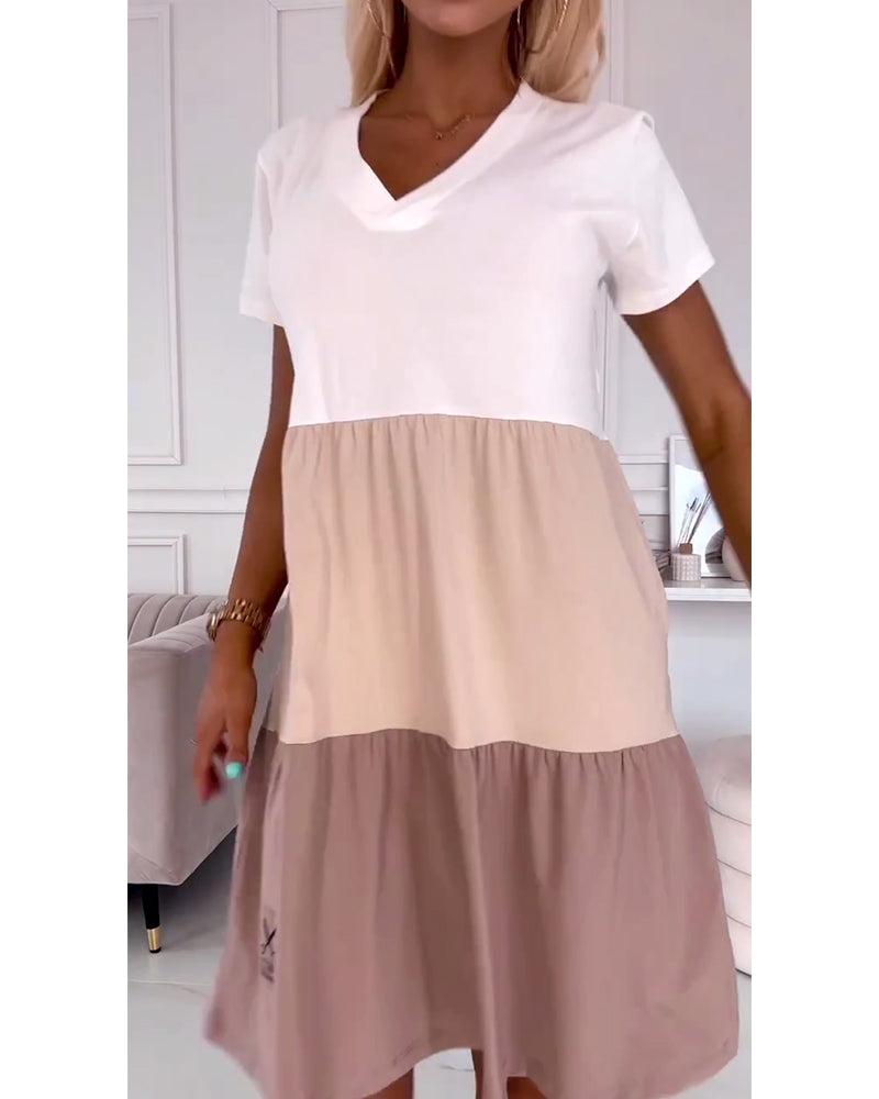 Trendy Color Block Summer Dress