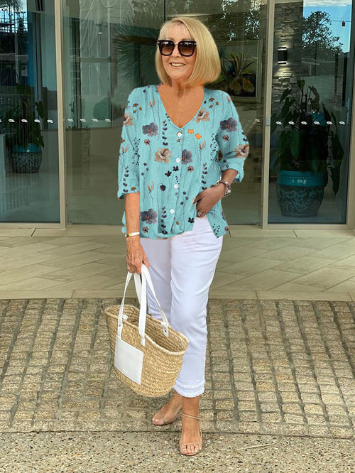 Floral-Print Statement Blouse