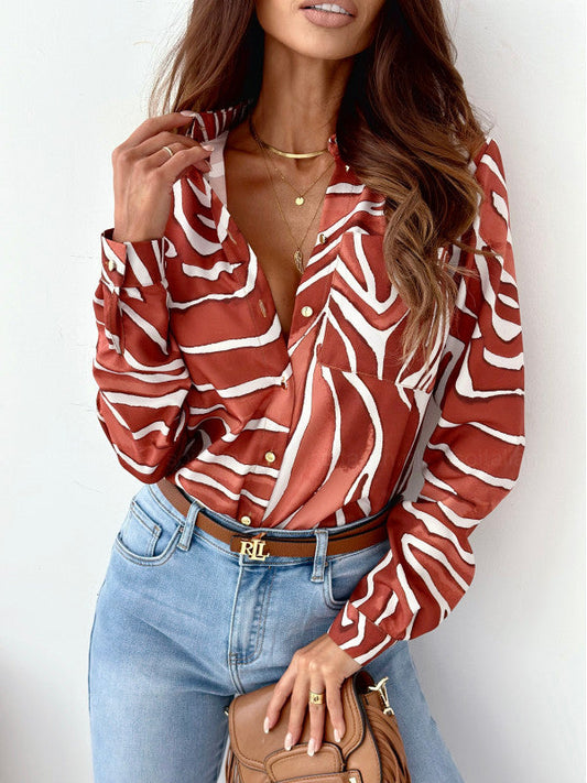 Elegant Satin Print Blouse