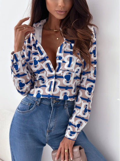 Elegant Satin Print Blouse