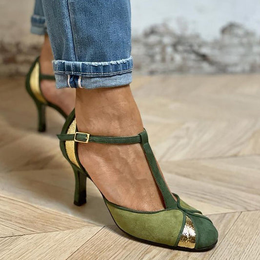 Striking Confidence in Green Heels