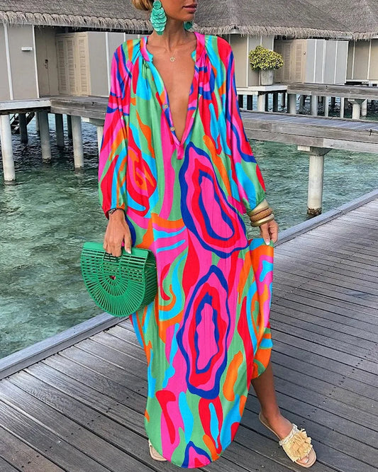Effortless Boho Retro Maxi Dress