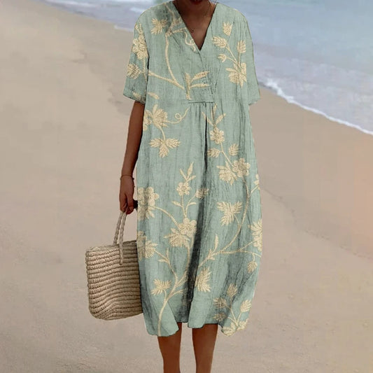 Effortless V-Neck Print Dress
