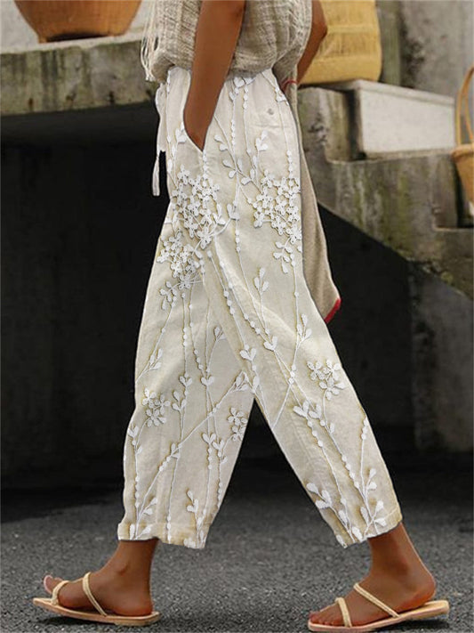 Effortless Botanical Comfort Trousers