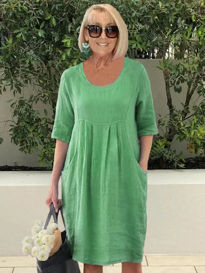 Effortless Cotton Midi Dress with Pockets