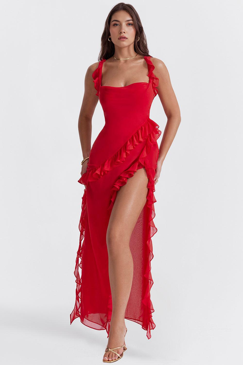 Romantic Scarlet Maxi Dress