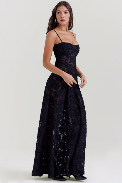 Sleek Sheer Velvet Evening Gown