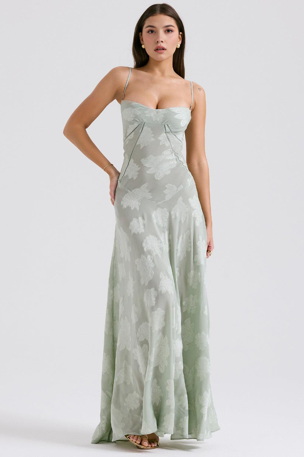 Sleek Sheer Velvet Evening Gown