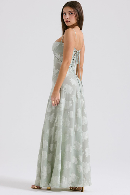 Sleek Sheer Velvet Evening Gown