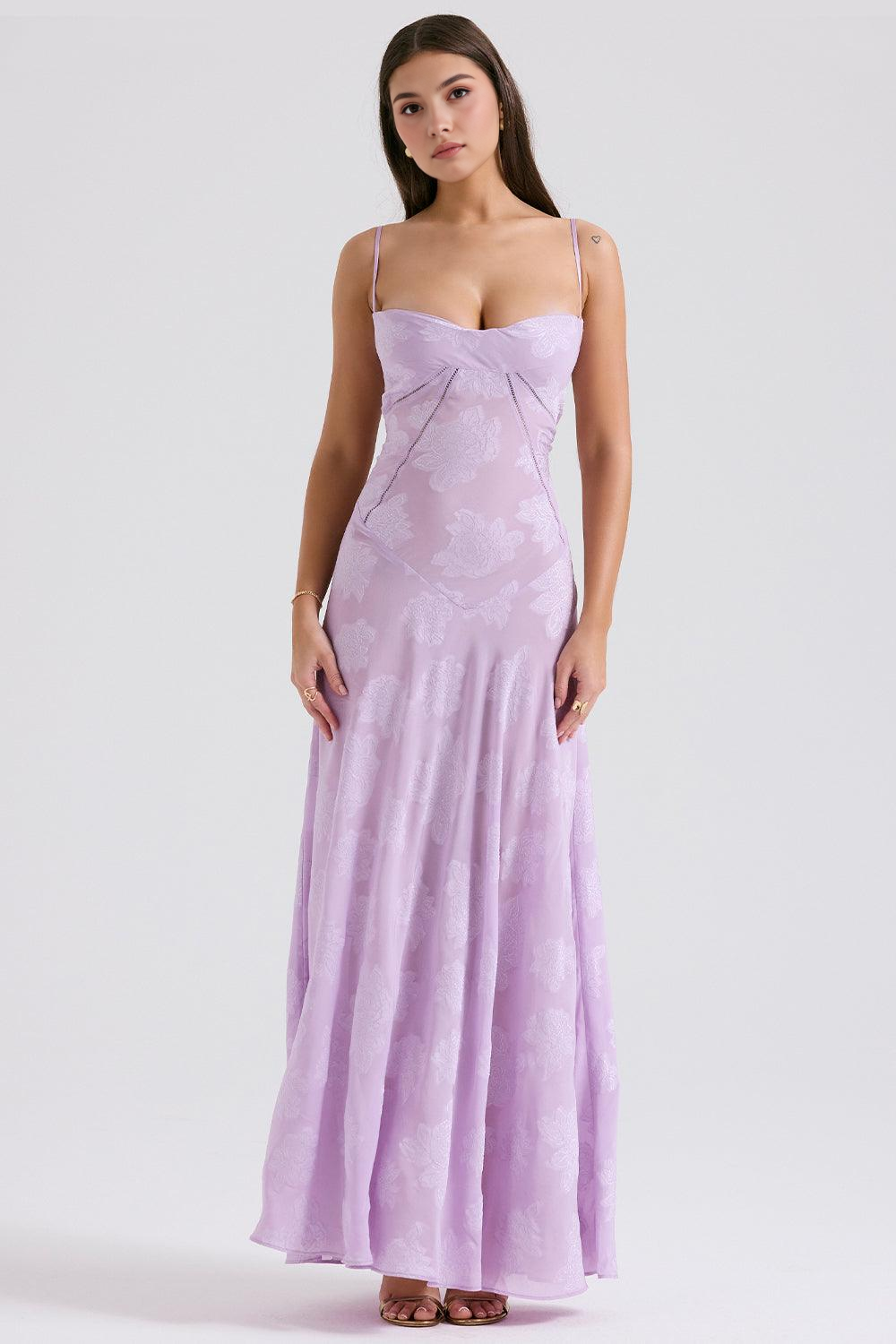 Sleek Sheer Velvet Evening Gown