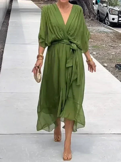 Elegant-Chiffon V-Neck Dress