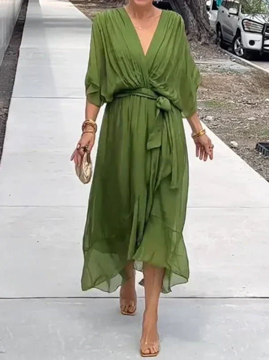 Elegant-Chiffon V-Neck Dress