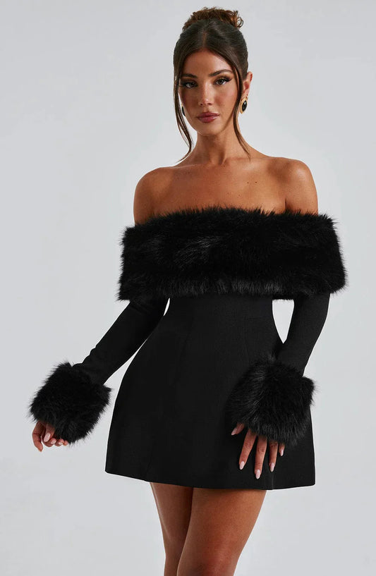 Standout Faux-Fur Party Dress